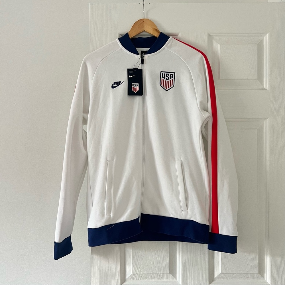 Nike USA soccer white red blue track full zip sweatshirt jacket size medium